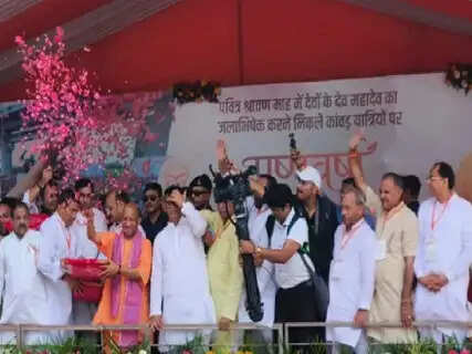 CM Yogi Adityanath Showers Petals on Kanwariyas in Meerut as 'Har Har Mahadev' Chants Echo Across Highways